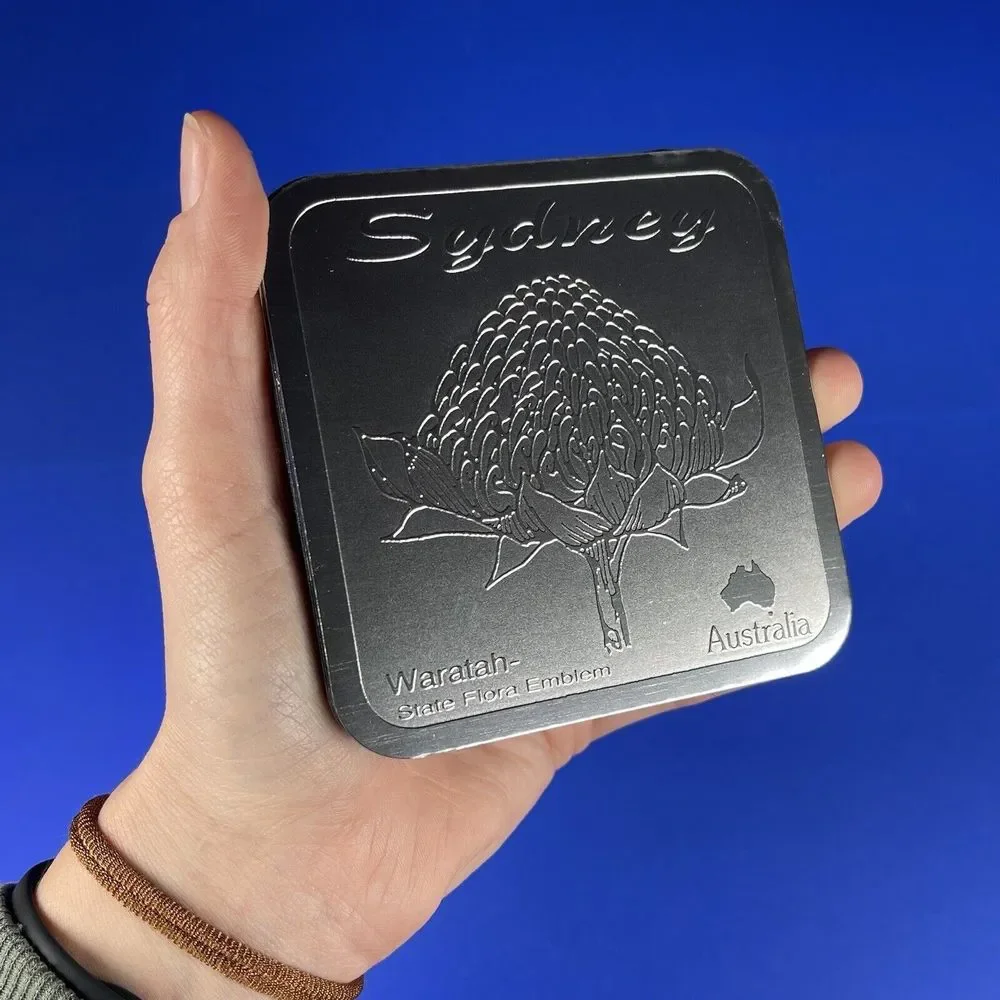 Riga‎ Set of 6 Silver Etched South Australia Sydney Etched Drink Coasters - Picture 3 of 11